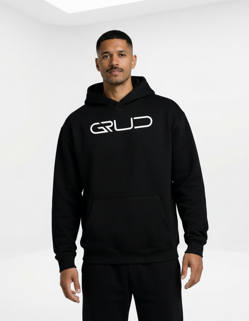 GRUD Clothing Heavyweight Oversized Hoodie in black — dropped shoulders, oversized fit